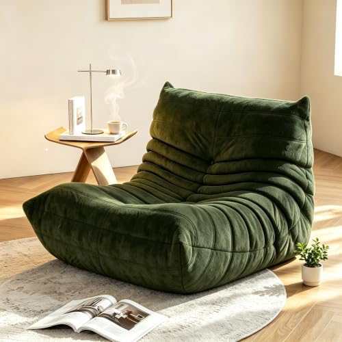 YVDNHP Bean Bag Chair for Adults, L-Shaped Memory Foam Togo Lounger Green