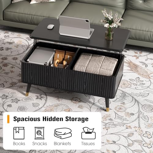 Black Lift Top Coffee Table with Storage for Living Room,38"