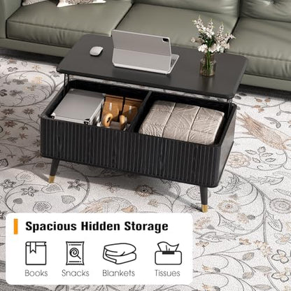 Black Lift Top Coffee Table with Storage for Living Room,38"