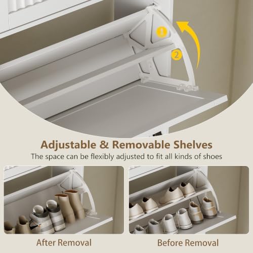 Shoe Cabinet for Entryway with 2 Flip Drawers & 2 Storage Drawers