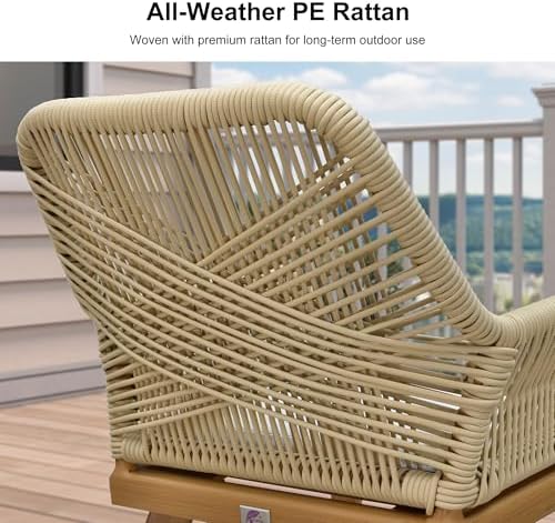 PURPLE LEAF Patio Dining Set 14 Pieces Rattan Aluminum Thick Cushion Teak