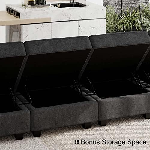 Belffin Large U Shaped Sectional Sofa Set with Storage Modular Sectional Couch for Living Room. Black Couch