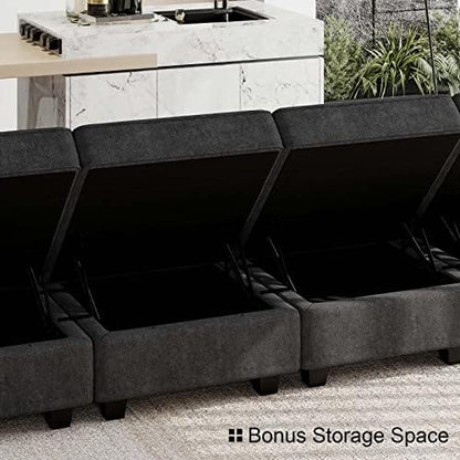Belffin Large U Shaped Sectional Sofa Set with Storage Modular Sectional Couch for Living Room. Black Couch