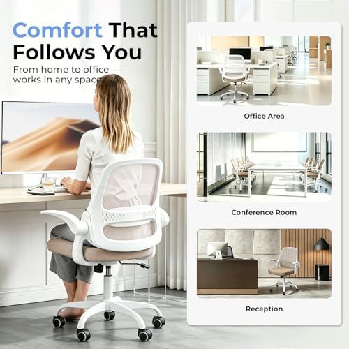 amseatec Mesh Office Chair, Ergonomic Home Office Chair with Flip-Up Arms
