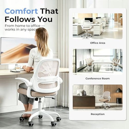 amseatec Mesh Office Chair, Ergonomic Home Office Chair with Flip-Up Arms