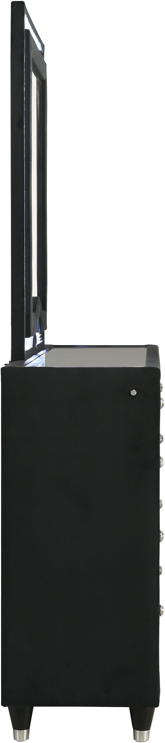 Coaster Home Furnishings - Ravenne - Wood - 8-Drawer Dresser with LED Mirror, Velvet Upholstery, and Glass Top - Bedroom - Black - 223193M
