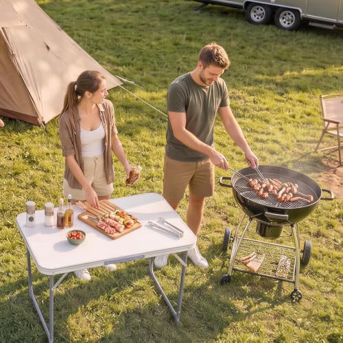 VINGLI 2.3FT Small Camping Table，Portable Camping Table with Carrying Handle, Picnic Table Foldable Table Essentials for Indoor Outdoor