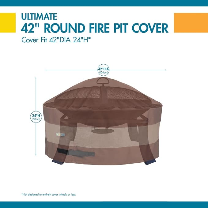 DUCKCOVERS Ultimate Waterproof 44 Inch Round Fire Pit Cover, Outdoor Firepit Cover