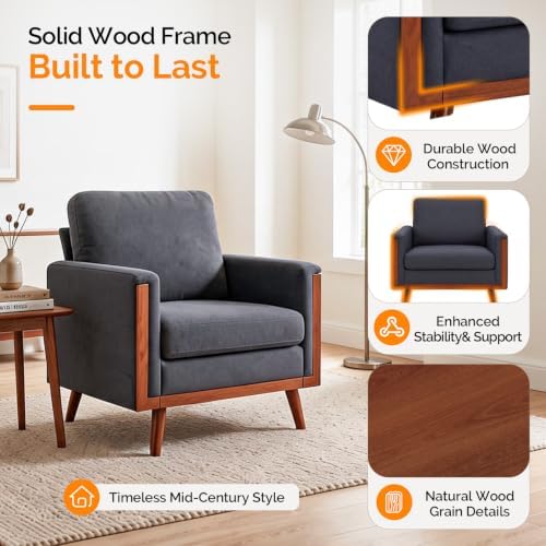 VINGLI 38" Oversized Accent Chairs Set of 2, Mid-Century Modern Armchairs