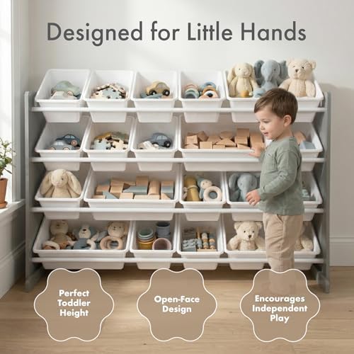 Humble Crew Kids Toy Organizer with 20 Bins, 4 Tier Storage for Playroom