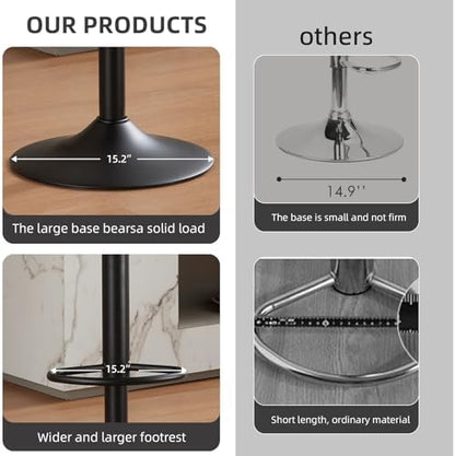 Set of 6 Modern Bar Stools, Adjustable Swivel Counter Height Kitchen Bar Stools with Backrest, Faux Leather Padded Seats, Kitchen Island Chairs for Breakfast Bar, Grey
