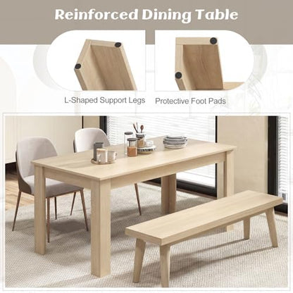 GIANTEX Dining Table for 4-6, 63" Large Rectangular Kitchen Table, Natural