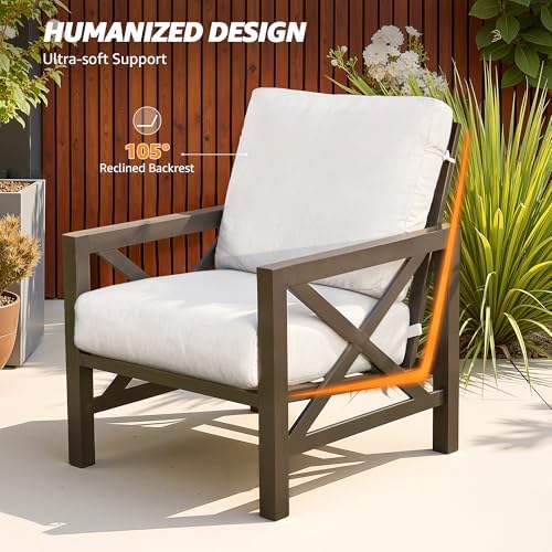 4 Pieces Patio Furniture Sets, X-Shape Frame Designed