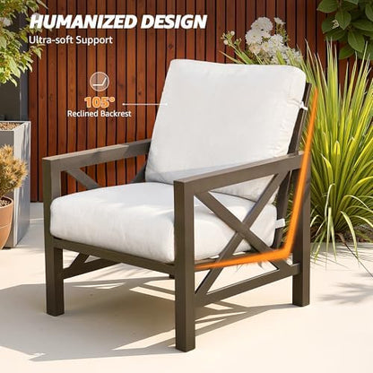 4 Pieces Patio Furniture Sets, X-Shape Frame Designed