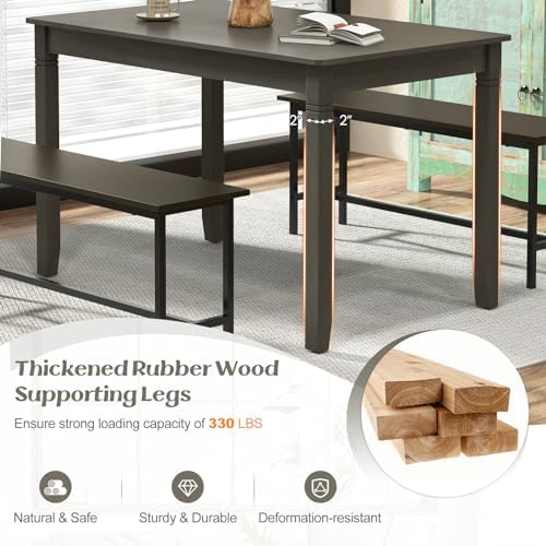 GIANTEX Dining Table for 4 People, 48” x 27.5” Kitchen Table with Wood Legs, Rectangular Dinner Tables for Small Space, Apartment, Living Room, Dinette, Load 330 Lbs, Dining Room, Grey