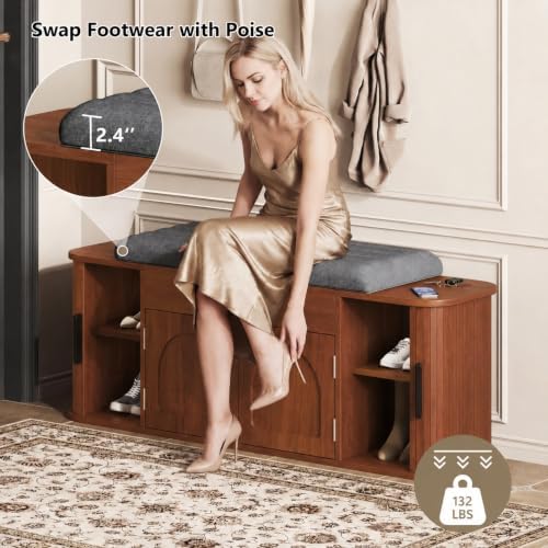 Entryway Shoe Storage Bench with Cushion, Lift Top Storage Cabinet