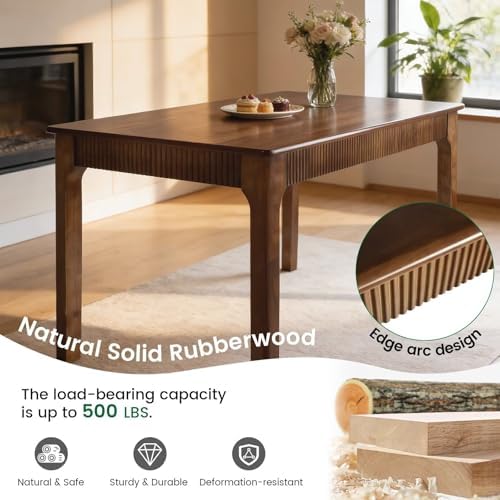 47" Solid Wood Dining Room Table, Rectangular Kitchen Real Wooden Table