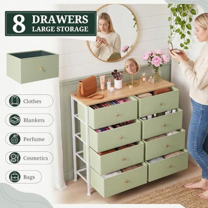8 Drawer Dresser for Bedroom, Fabric Storage Drawer Unit