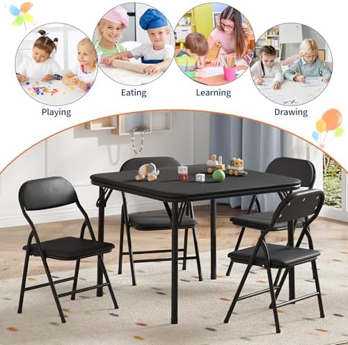 GarveeHome 5-Piece Kids Folding Table and Chairs Set, Activity Table Set
