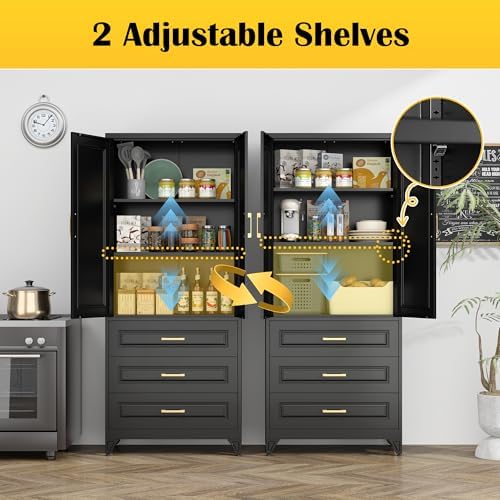 SteeLoong 75" Metal Storage Cabinet with Doors and 2 Adjustable Shelves