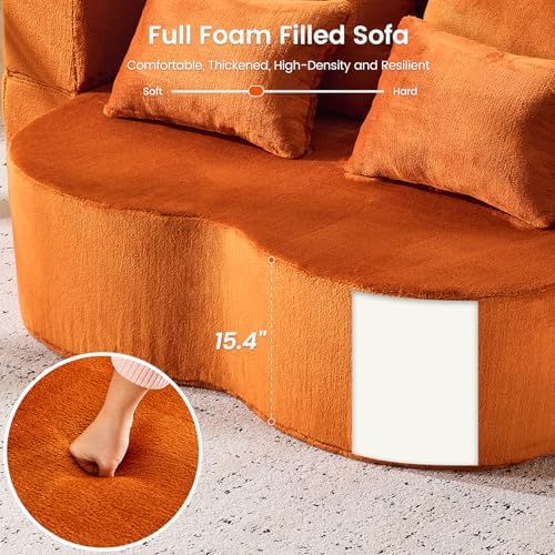 78” Convertible Sofa Bed, Full Size Sleeper Couch, Orange