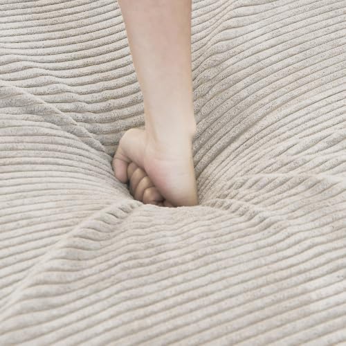 JACH 39.37" Oversized Ottoman Seater for Living Room, Deep Seat Extra Sofa Seater, Minimalist Chaise Ottoman, Modern Corduroy Ottomans for Living Room, Apartment, Beige ﻿