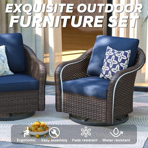 6 Piece Patio Furniture Set, Wicker Outdoor Conversation Set