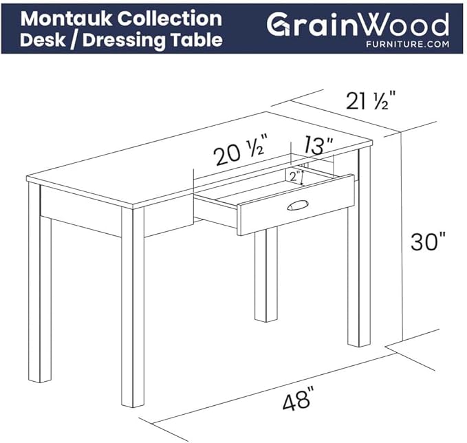 Grain Wood Furniture Montauk Desk/Dressing Table, Driftwood