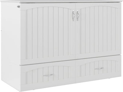 AFI, Southampton Murphy Bed Chest Full with 6" Mattress, Built-in USB Charger & Storage Drawer, White