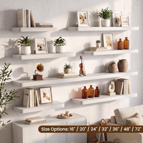 RICHFOCUS 36Inch Floating Shelves for Wall 2Pack, White, 8" Deep