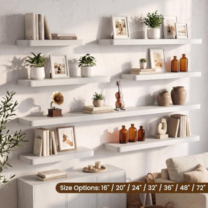 RICHFOCUS 36Inch Floating Shelves for Wall 2Pack, White, 8" Deep