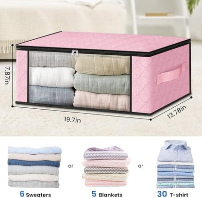 HomeHacks 10-Pack Clothes Organizer Storage Bags, 35L Storage Bins, Pink