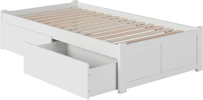 AFI, Concord Twin Platform Bed with Footboard & Storage Drawers, White