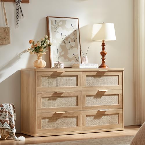 LEYAOYAO Rattan Dresser for Bedroom, 48'' Drawers Dressers