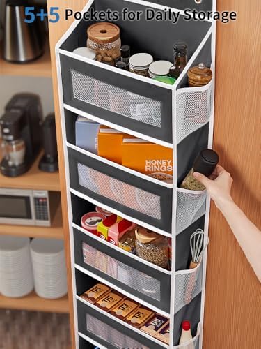 JARLINK Over the Door Organizer for Pantry, Bathroom, 5 Shelf Black, 2 Pack