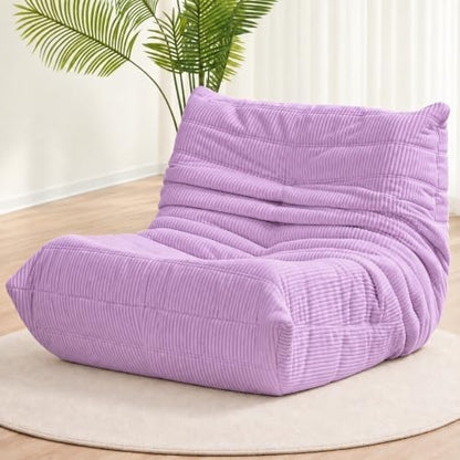 N&V Fireside Chair, Corduroy Armless Floor Sofa, Single, Lavender
