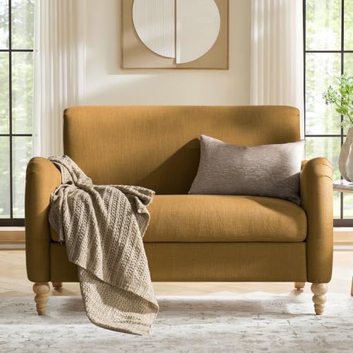 HULALA HOME 50.5" Farmhouse Loveseat Sofa, 2 Seater Sofa, Golden