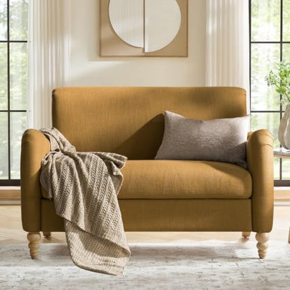HULALA HOME 50.5" Farmhouse Loveseat Sofa, 2 Seater Sofa, Golden