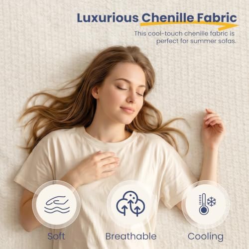 JUIKURY Cool & Breathable Chenille 6 Inch Memory Foam Foldable Futon Sofa Bed with Handles & Non-Slip Bottom, Covertible Sofa Bed for Guest, Camping, Dorm