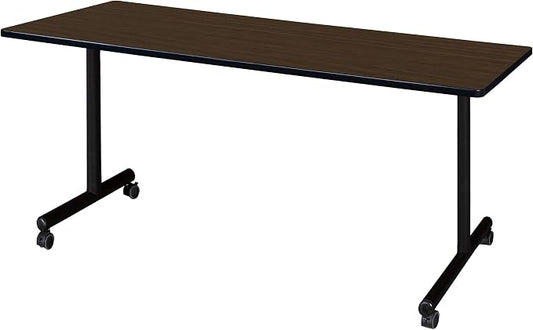Regency Kobe 66 x 30 in. Mobile T-Base Training & Seminar Table – Rolling Classroom and Breakroom Table with Locking Casters, Durable Laminate Surface, Rounded Corners (Neo Walnut)