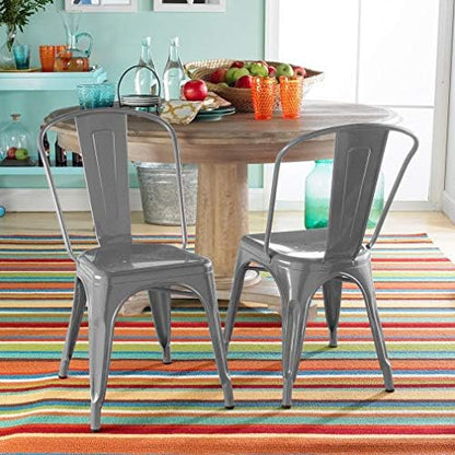 FDW Dining Chairs Set of 4 - Indoor/Outdoor, Metal, 18 Inch Seat Height, 330LBS Weight Capacity, Stackable, Restaurant & Bar Chairs