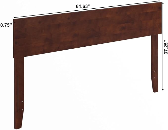 AFI, Orlando Queen Adjustable Modern Solid Wood Panel Headboard, Walnut