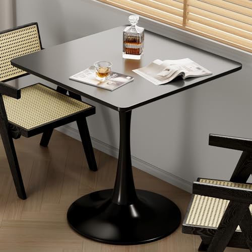 24" Black Tulip Table for Kitchen, Small Square Dining Table for 2 Person