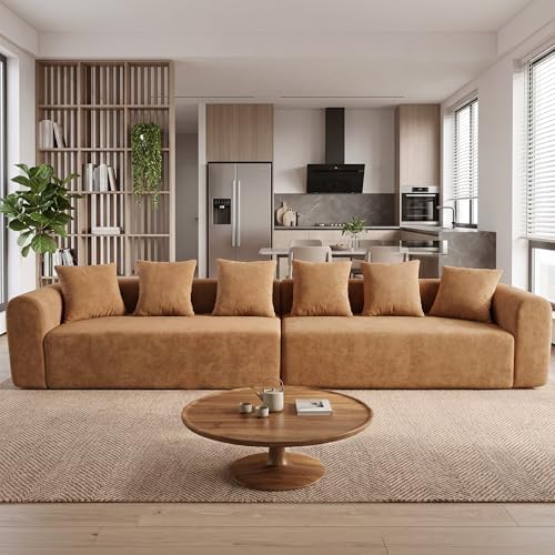 Claiks 142" Cloud Boneless Couch, Modular Sectional, Brown