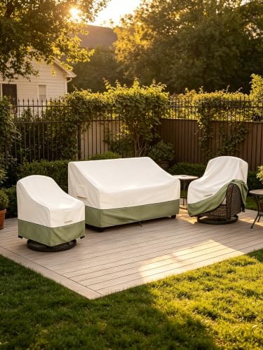 Bitubi Outdoor Waterproof 3-Piece Patio Furniture Covers Set, Beige