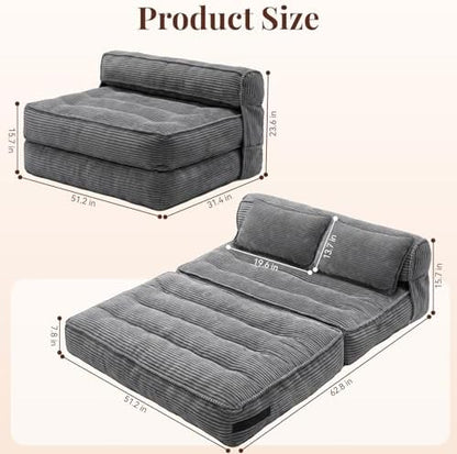 Folding Sofa Bed, Full Convertible Sleeper Chair with Pillow
