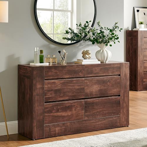 OKD 54" Modern 6 Drawer Dresser for Bedroom, 15.7" Space-Saving Depth