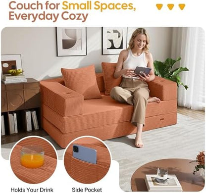 COMAX Boneless Futon Sofa Bed, 59" Small Low-Profile Floor Couch