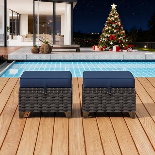 2 Piece Patio Furniture Set, Wicker Outdoor Conversation Set