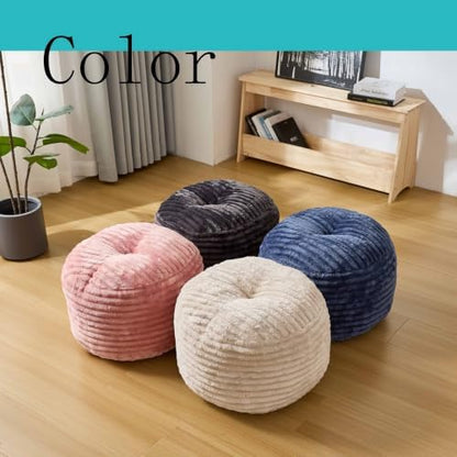 Kisoy Round Pouf Ottoman Floor Poufs Foot Ultra Soft Faux Fur Fabric